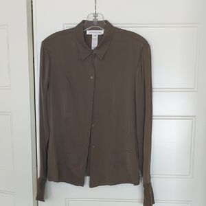 Jones New York Taupe Silk Blouse